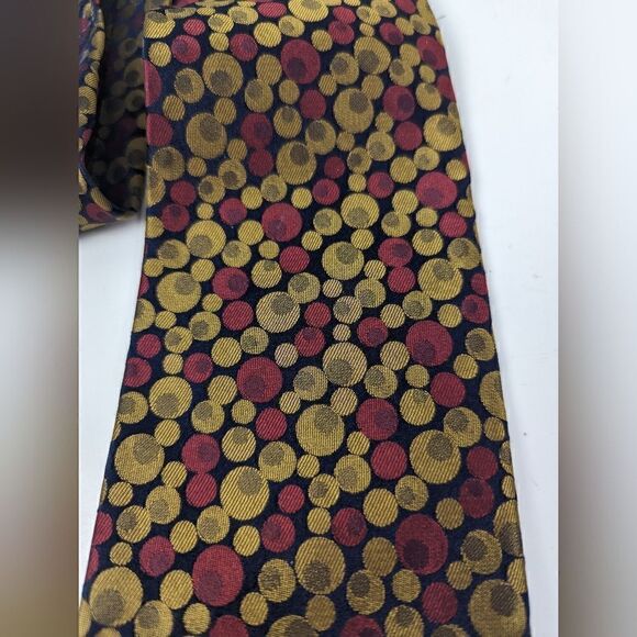 Valentino V-Zone neck tie Silk Italy Abstract Gold Red Black - Picture 2 of 6